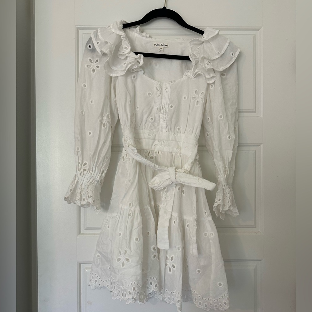 White For Love & Lemons Dress. Worn once, size XS. Eyelet Detailing.